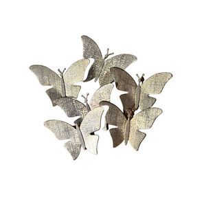 Six (6) Flat Gold Tone Butterfly Brooches DIY Or As Is Pins